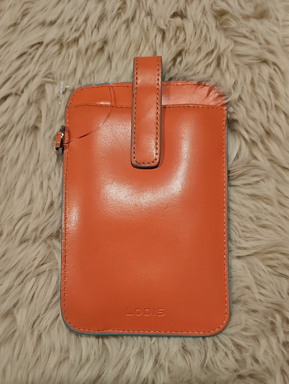 Lodis Salmon & Teal Card Holder Zip Wallet